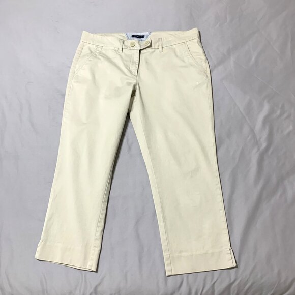 Tommy Hilfiger Khakis/Chinos Beige Women Size 12 Ankle Slit Hem 2 Front Pockets - Picture 3 of 11